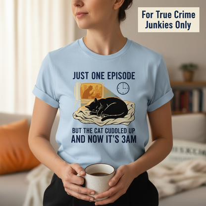 Late-Night Cat Cuddle Crime Binge T-Shirt__lifestyle
