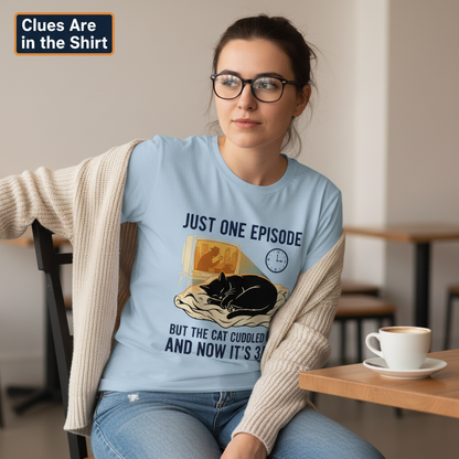 Late-Night Cat Cuddle Crime Binge T-Shirt__pair