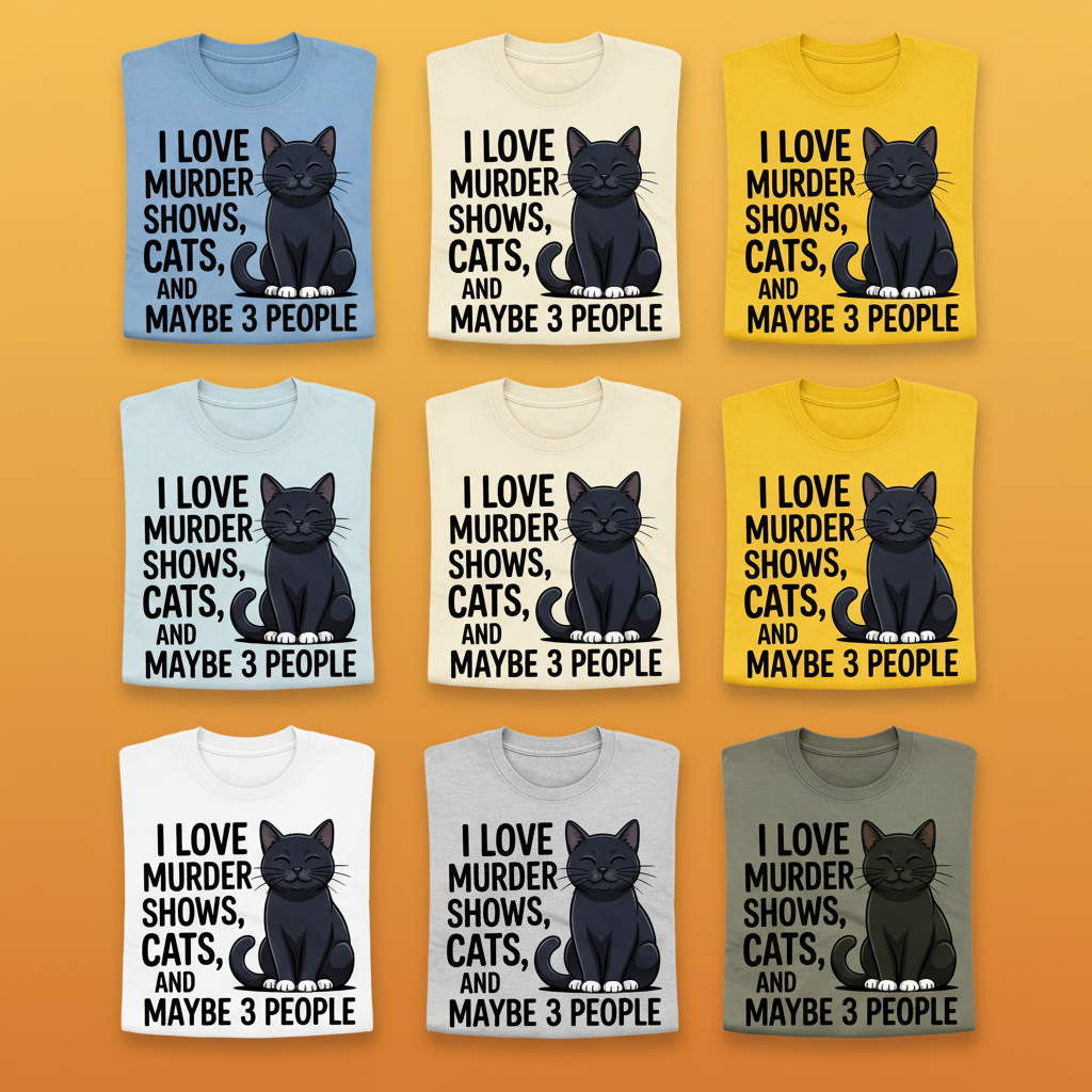 Murder Shows & Cat Lovers T-Shirt_6color_grid