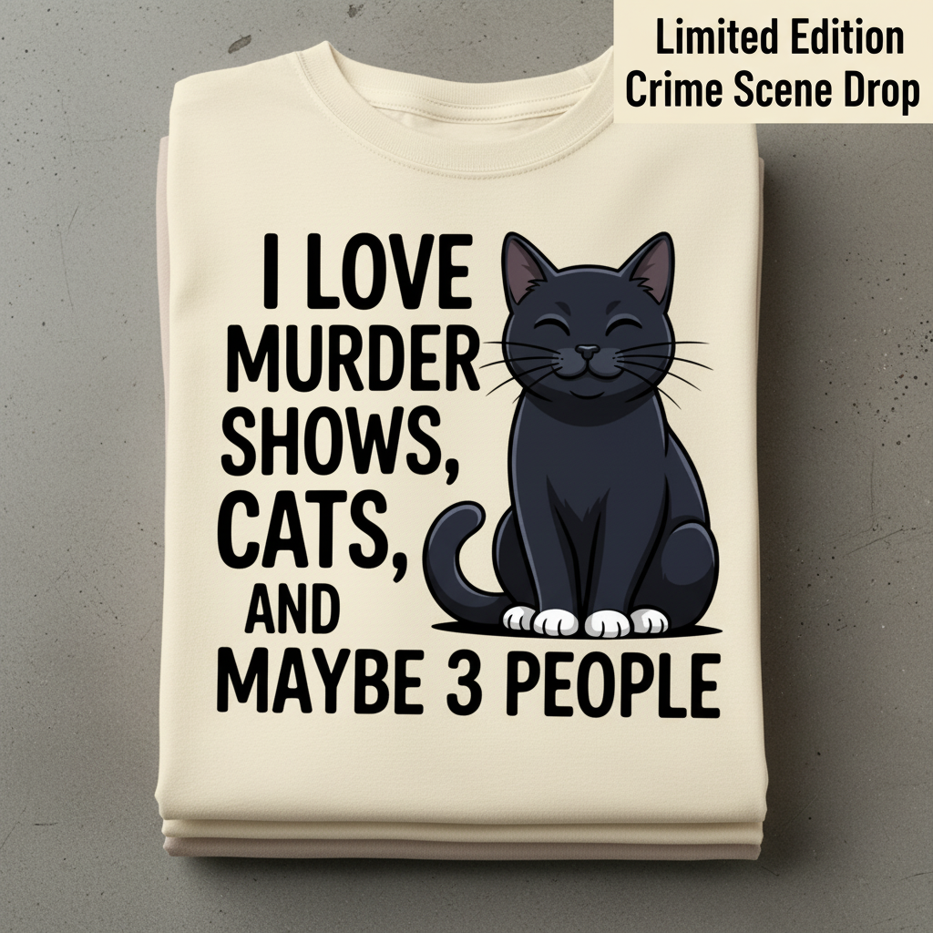 Murder Shows & Cat Lovers T-Shirt_stacked_flatlay