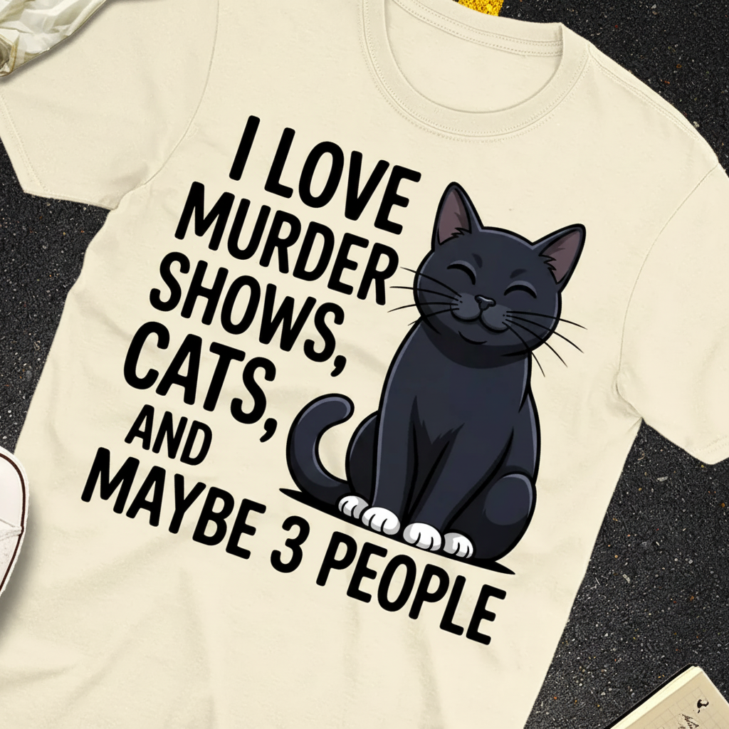 Murder Shows & Cat Lovers T-Shirt_extreme_za