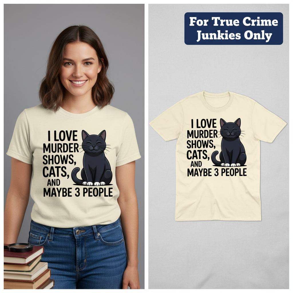 Murder Shows & Cat Lovers T-Shirt_model_flat