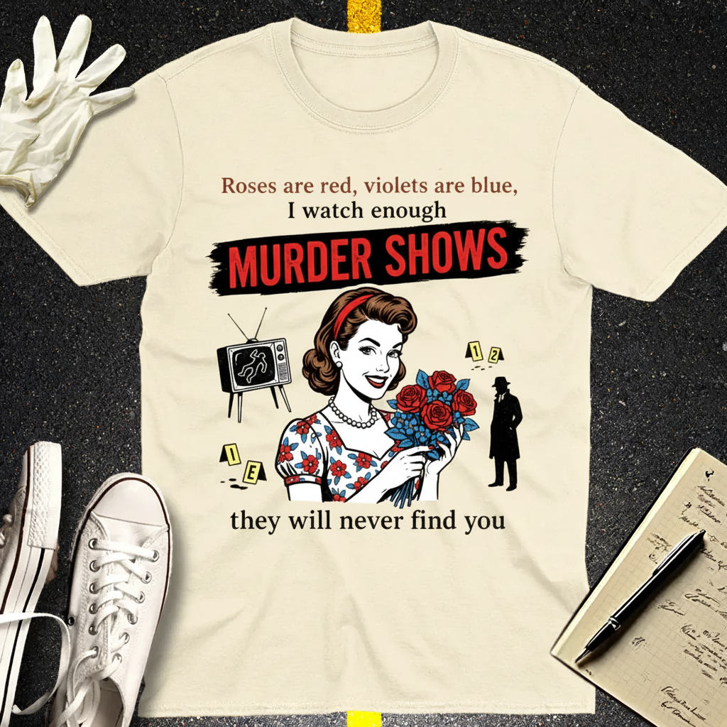 Murder Shows Retro Humor T-Shirt_3_model