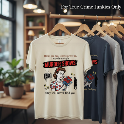 Murder Shows Retro Humor T-Shirt_boutique_rack