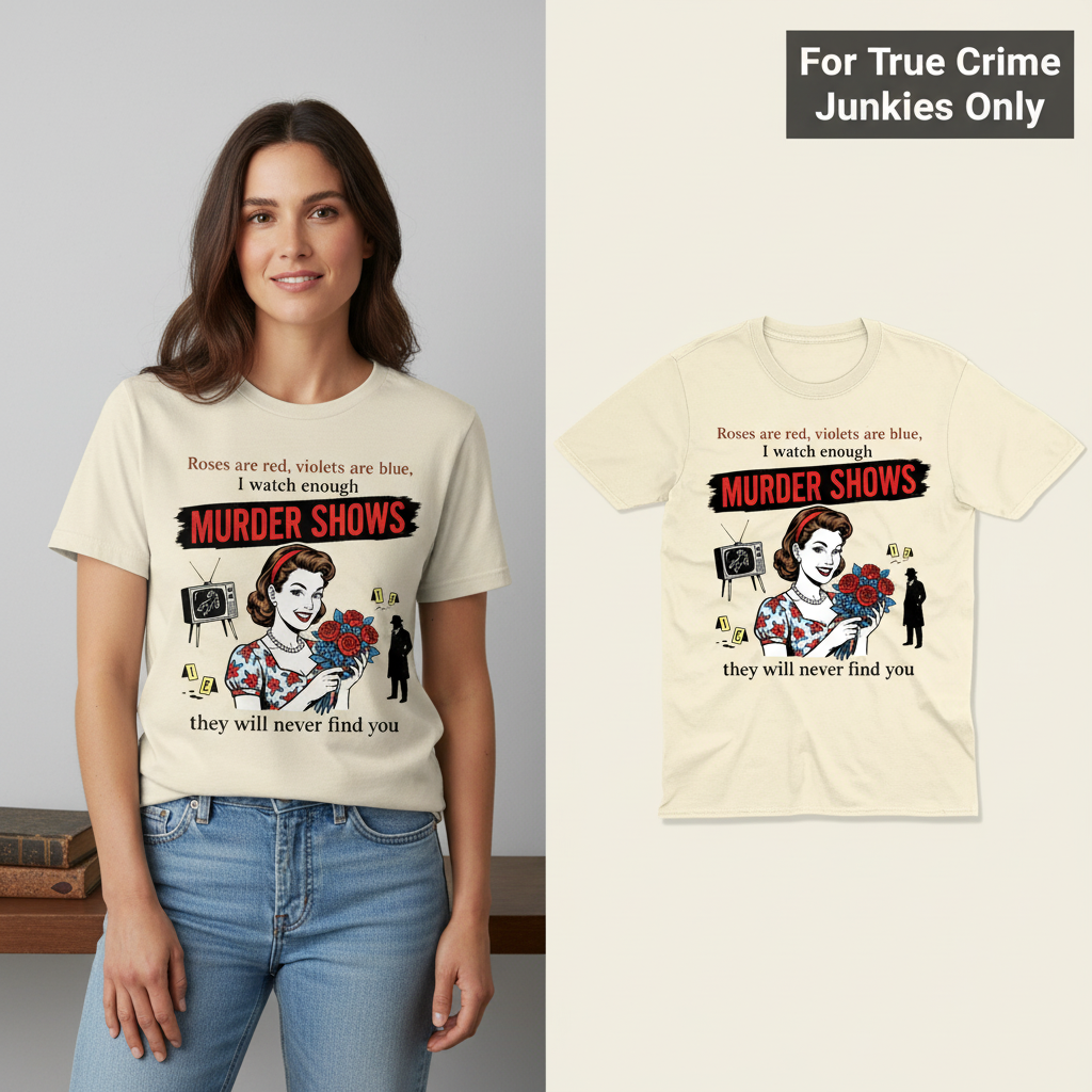 Murder Shows Retro Humor T-Shirt_model_flat