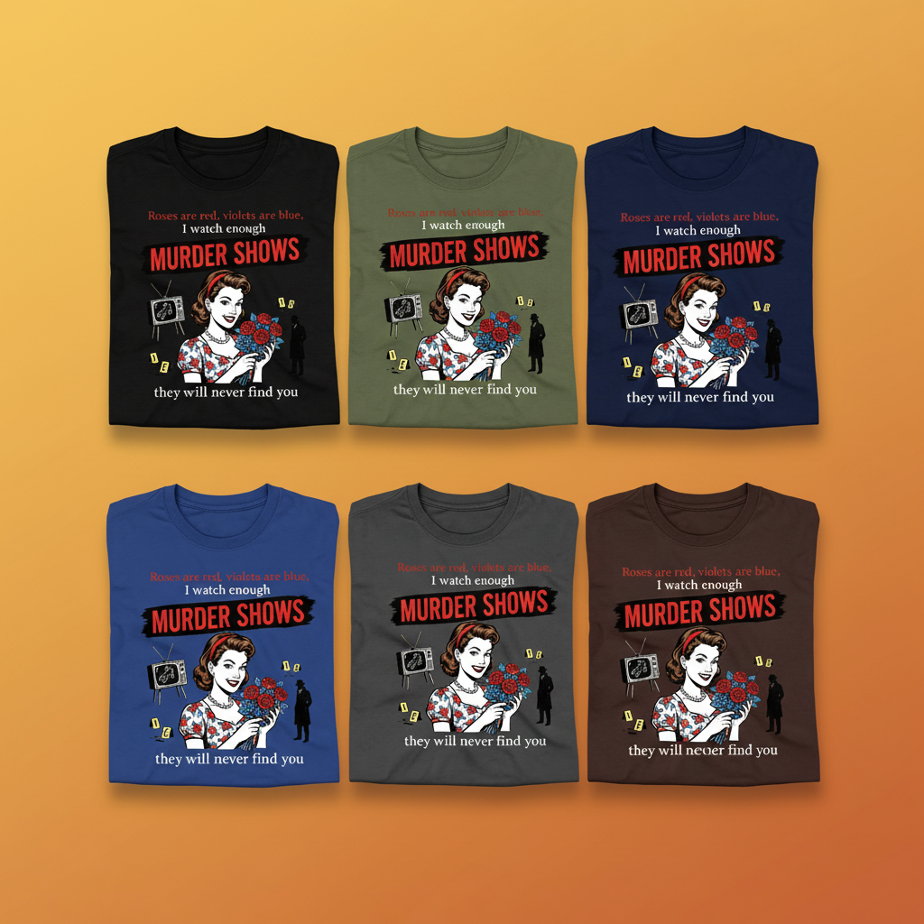Murder Shows Retro Humor T-Shirt_6color_grid