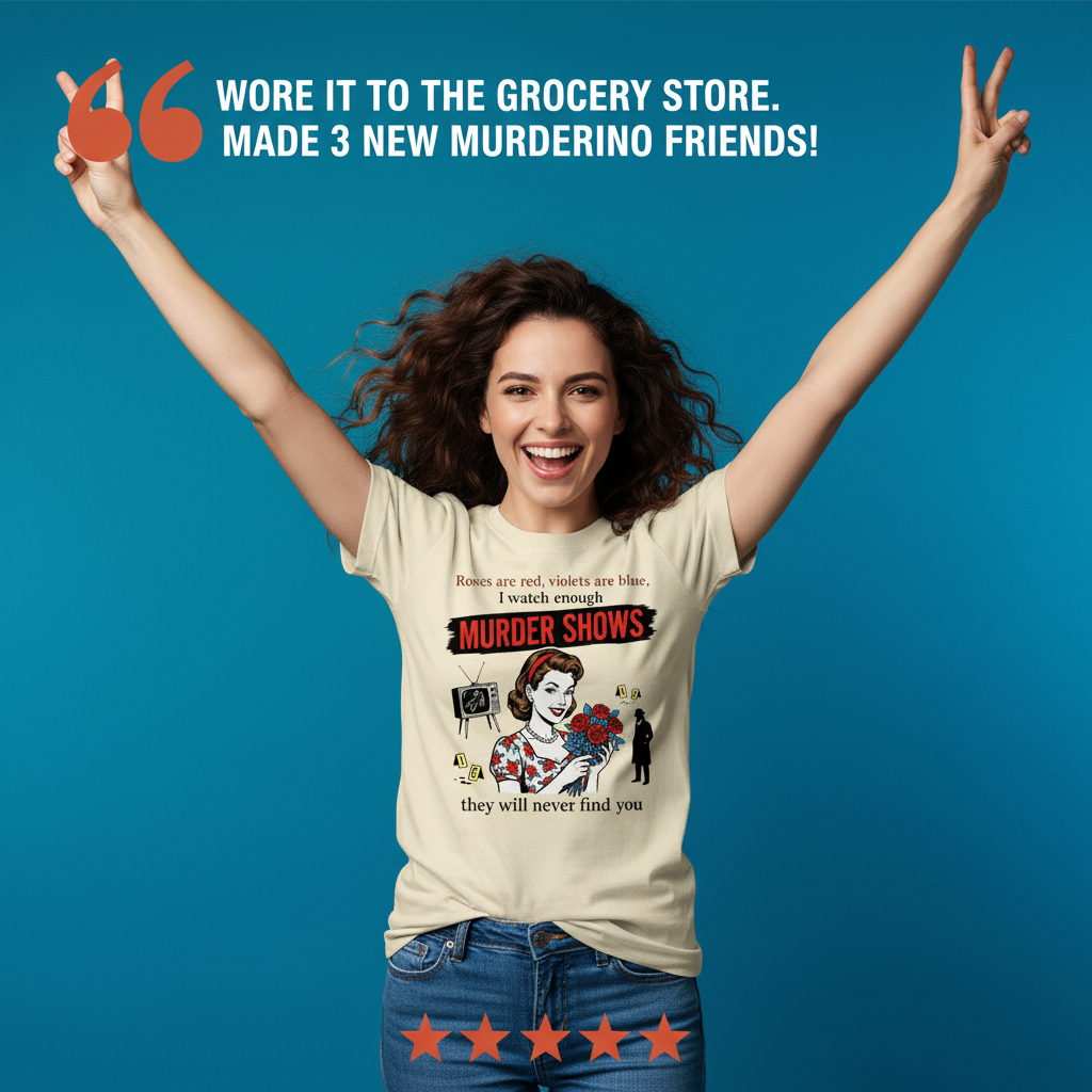 Murder Shows Retro Humor T-Shirt_model_testimonial