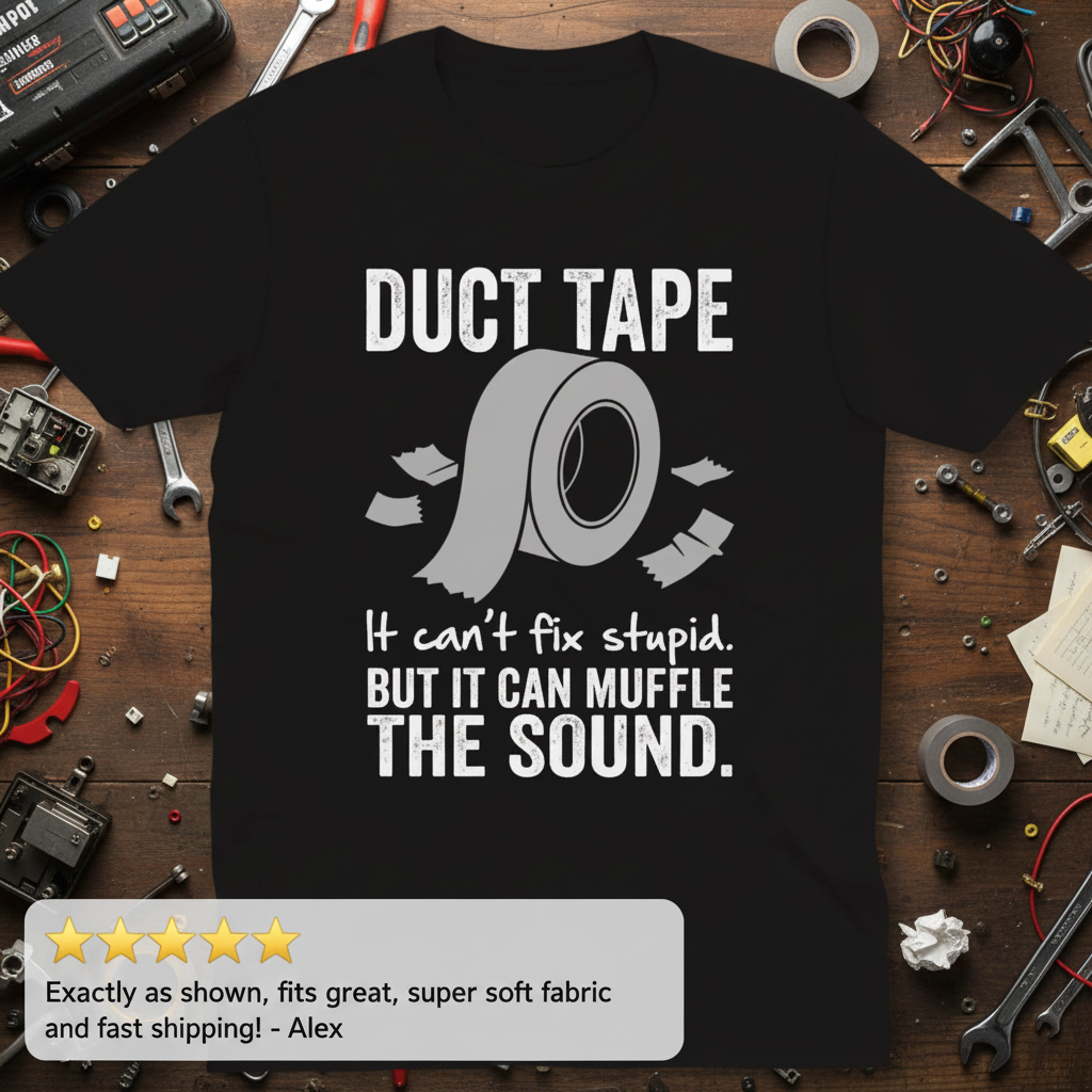 Duct Tape Muffles the Sound T-Shirt_review_5star