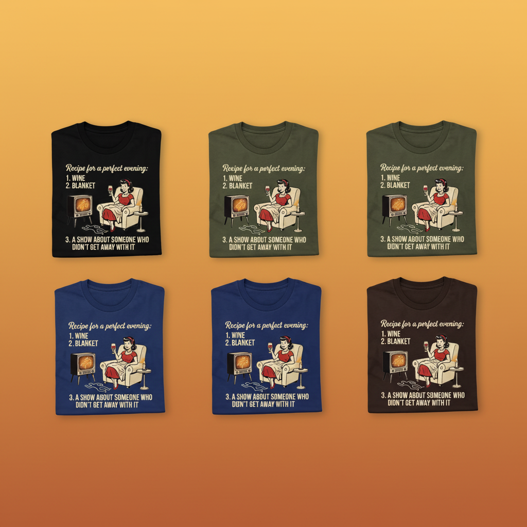 Perfect True Crime Evening T-Shirt_6color_grid