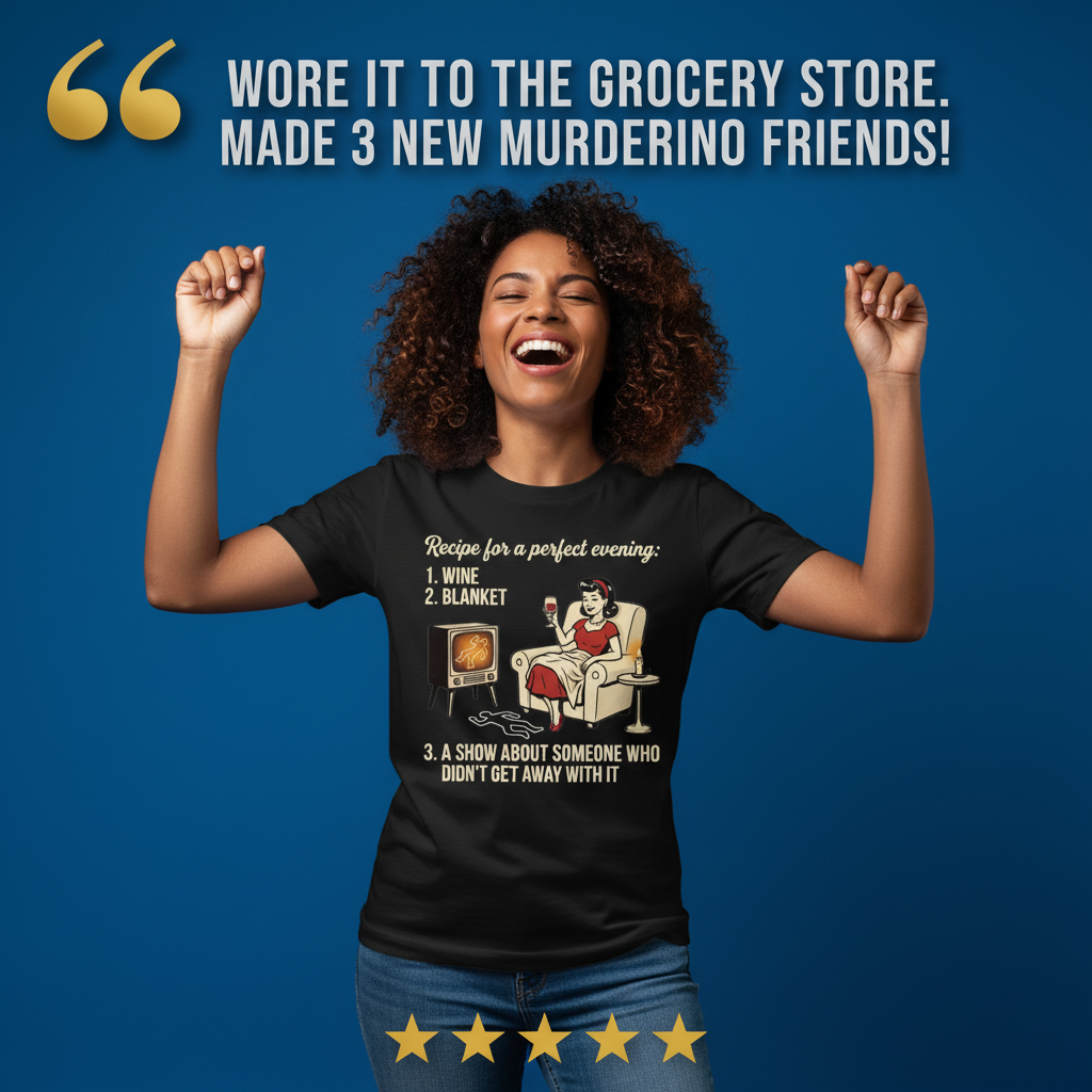 Perfect True Crime Evening T-Shirt_model_testimonial