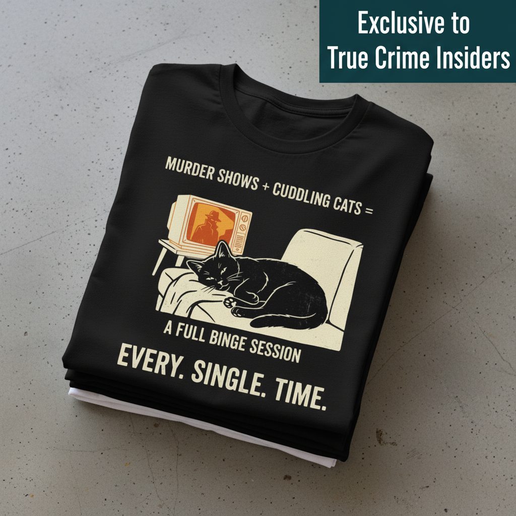Murder Shows and Cuddly Cats T-Shirt_stacked_flatlay