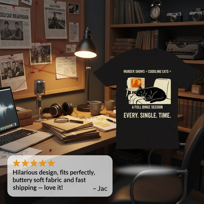 Murder Shows and Cuddly Cats T-Shirt_review_5star