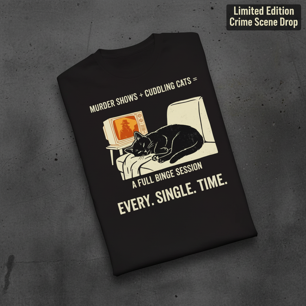 Murder Shows and Cuddly Cats T-Shirt_fold_tilt