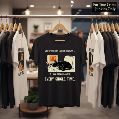 Murder Shows and Cuddly Cats T-Shirt_boutique_rack