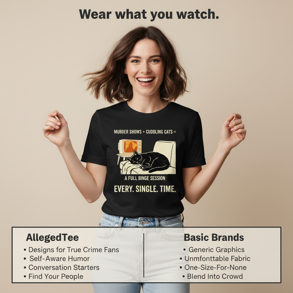Murder Shows and Cuddly Cats T-Shirt_product_table