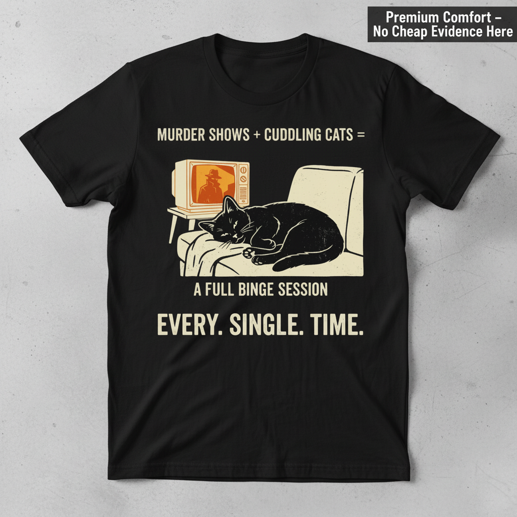 Murder Shows and Cuddly Cats T-Shirt_clean