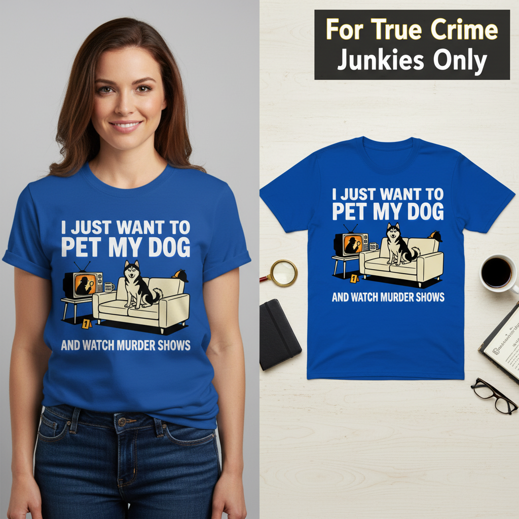 Pet My Dog and Watch Murder Shows T-Shirt_model_flat