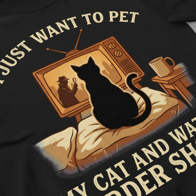 Pet My Cat and Watch Murder Shows T-Shirt__detail
