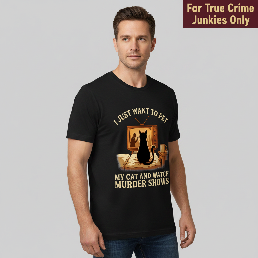 Pet My Cat and Watch Murder Shows T-Shirt__hero