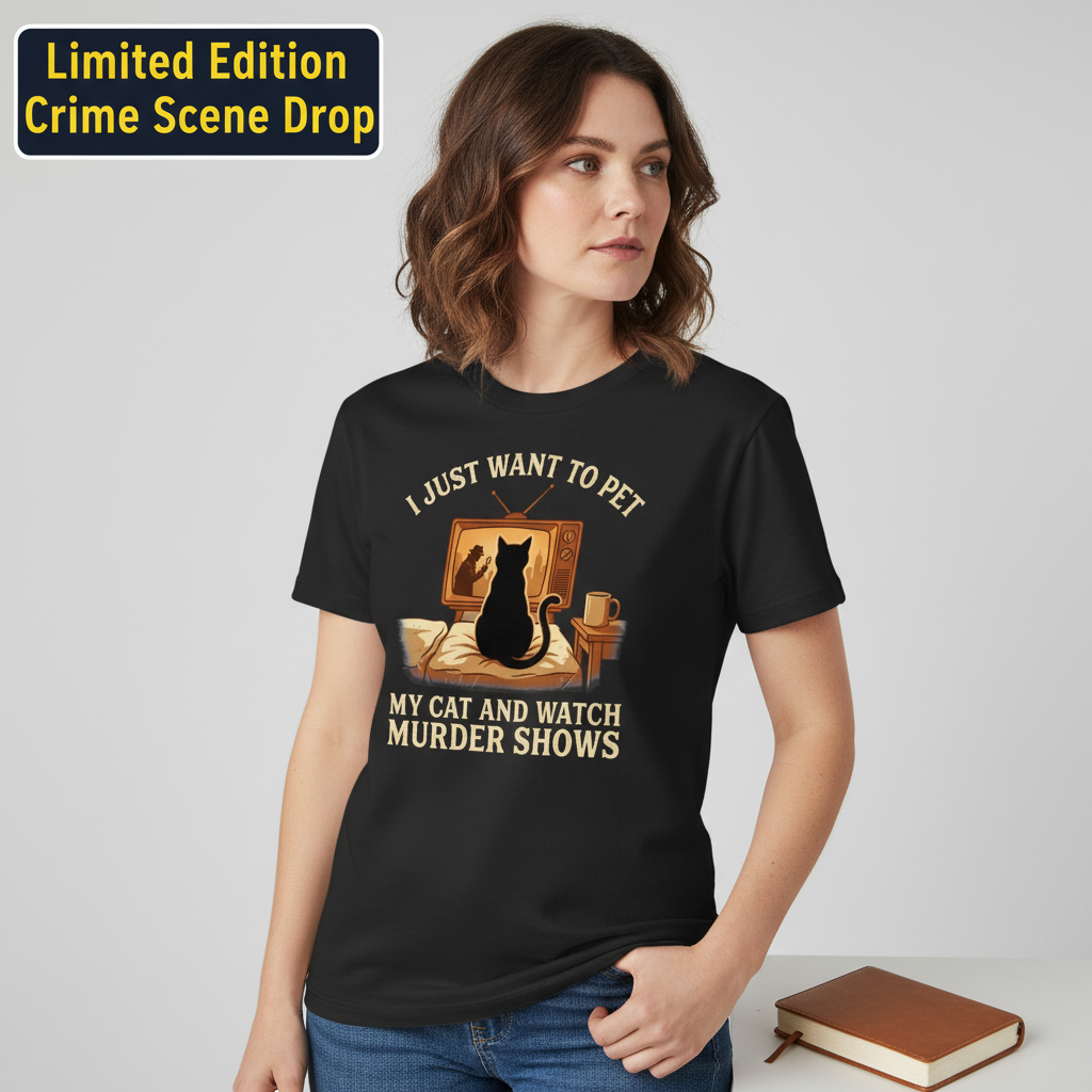 Pet My Cat and Watch Murder Shows T-Shirt__space