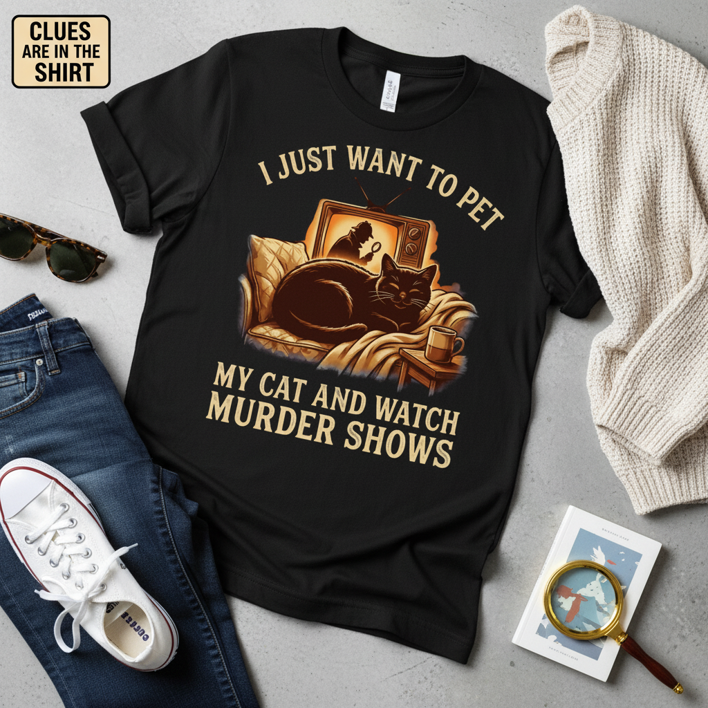 Pet My Cat & Watch Murder Shows T-Shirt__pair