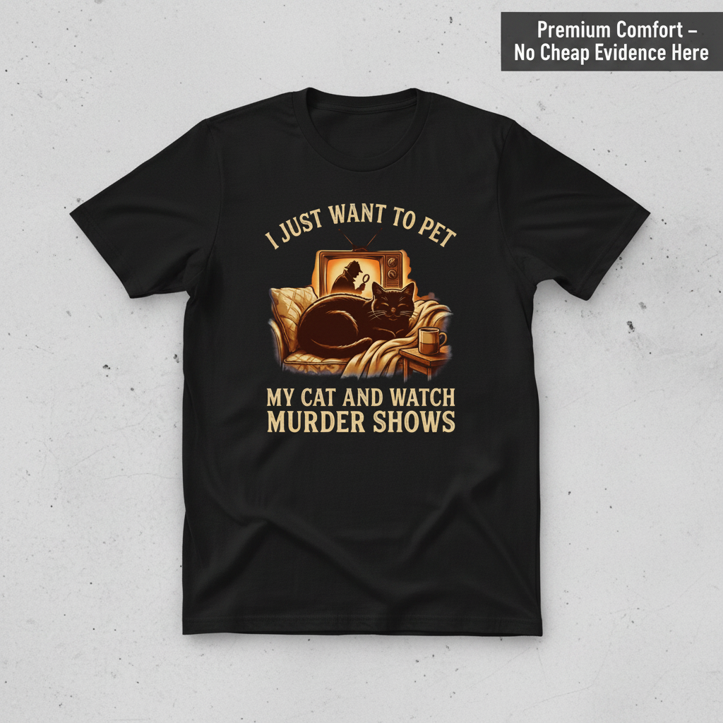 Pet My Cat & Watch Murder Shows T-Shirt_clean