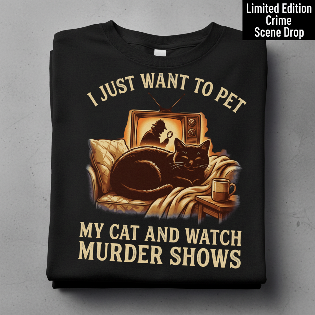 Pet My Cat & Watch Murder Shows T-Shirt_stacked_flatlay