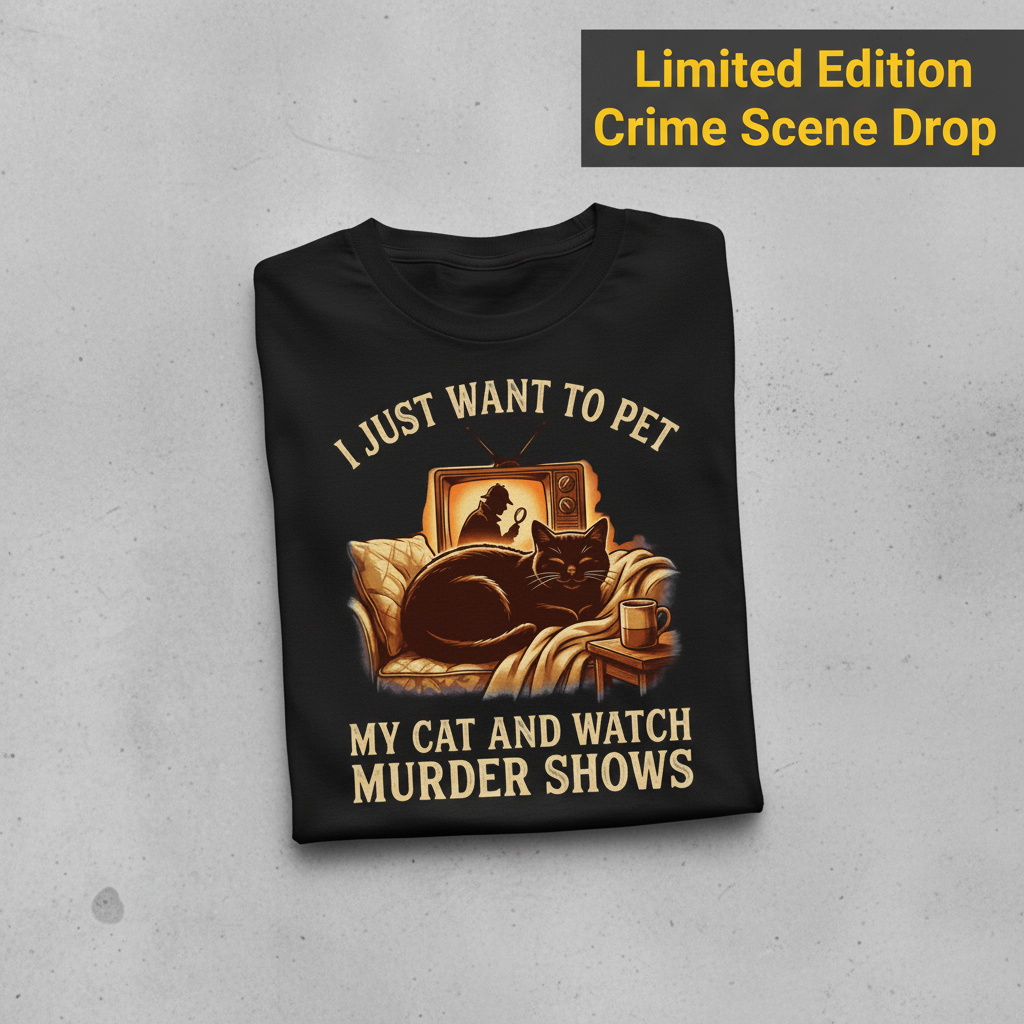 Pet My Cat & Watch Murder Shows T-Shirt_fold_tilt
