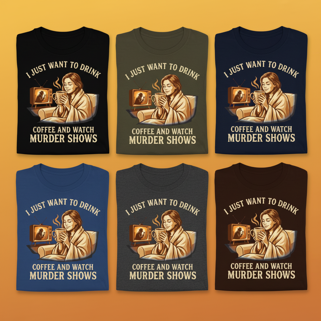 Coffee & Murder Shows Comfort T-Shirt_6color_grid