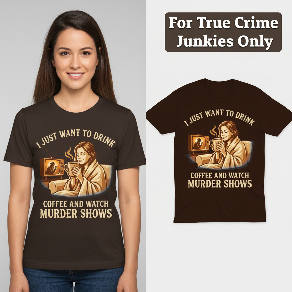 Coffee & Murder Shows Comfort T-Shirt_model_flat