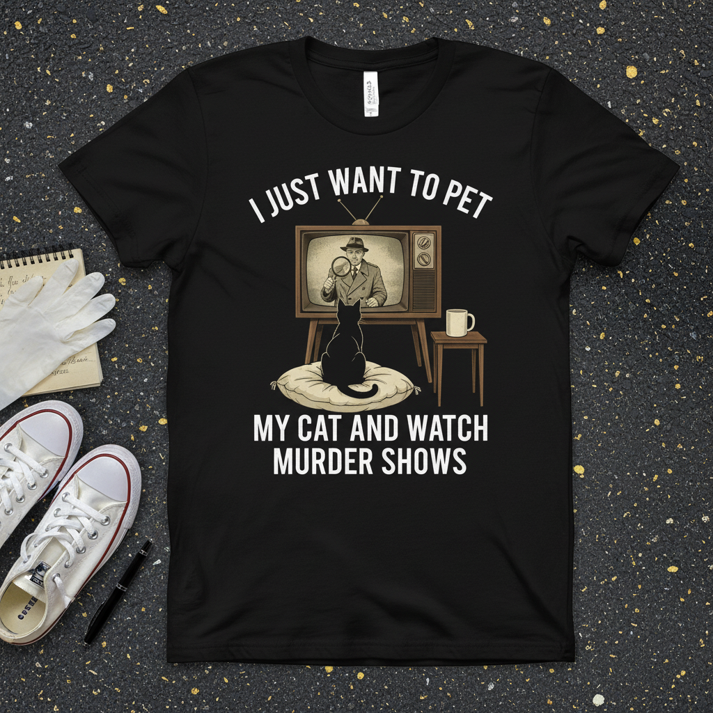 Pet My Cat and Watch Murder Shows T-Shirt_dual_lifestyle