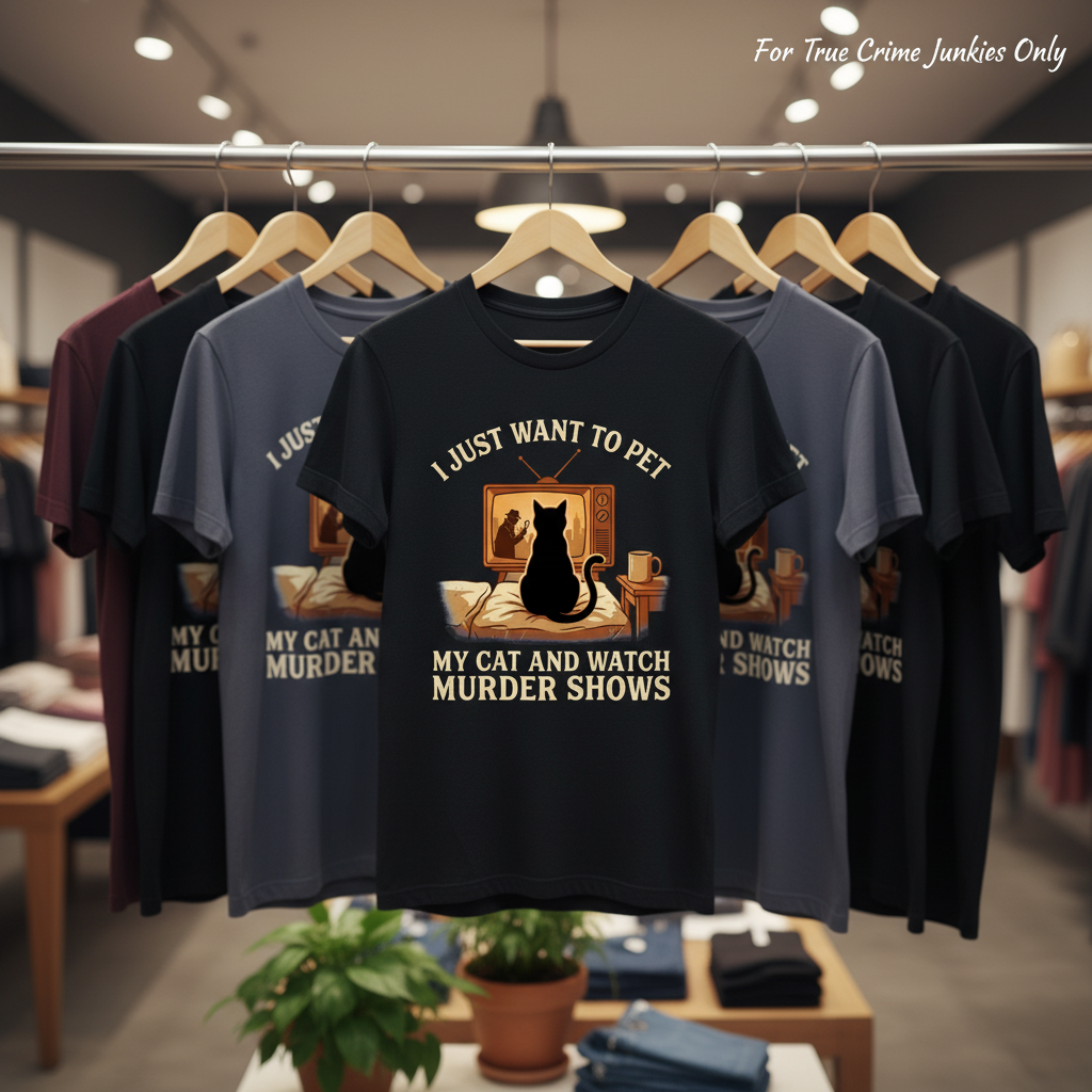 Pet My Cat and Watch Murder Shows T-Shirt_boutique_rack