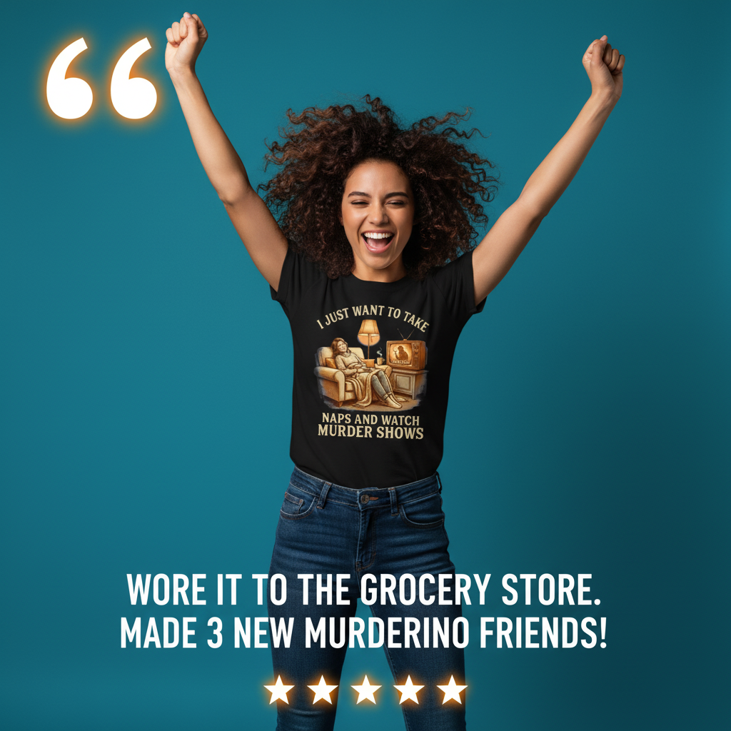 Naps and Murder Shows T-Shirt_model_testimonial