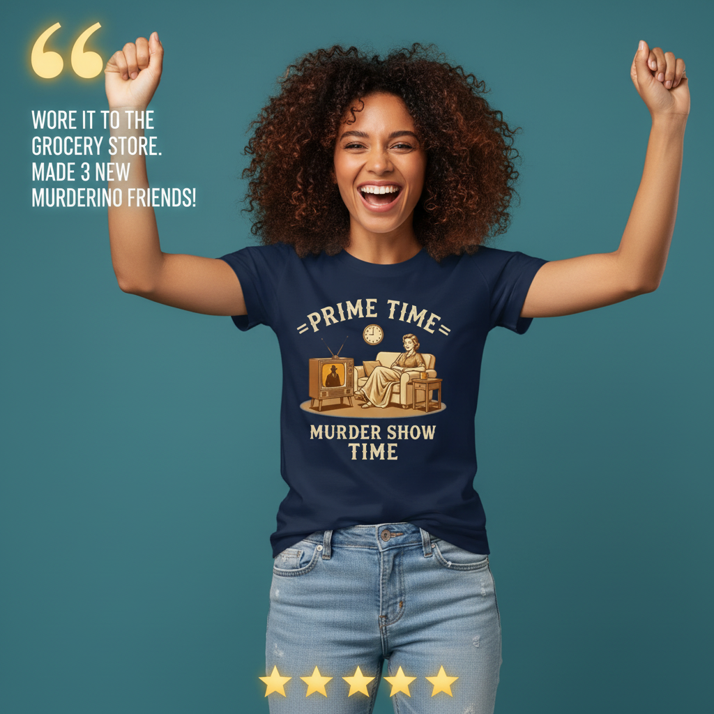 Prime Time Murder Show Time T-Shirt_model_testimonial