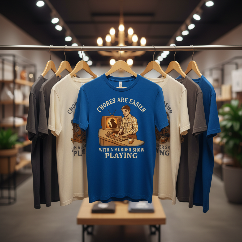 Chores Are Easier With a Murder Show Playing T-Shirt_boutique_rack