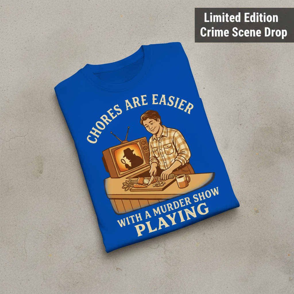 Chores Are Easier With a Murder Show Playing T-Shirt_fold_tilt