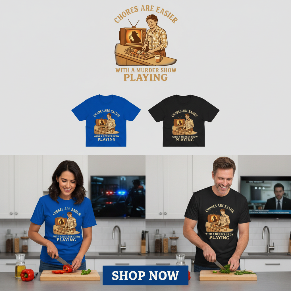 Chores Are Easier With a Murder Show Playing T-Shirt_dual_lifestyle