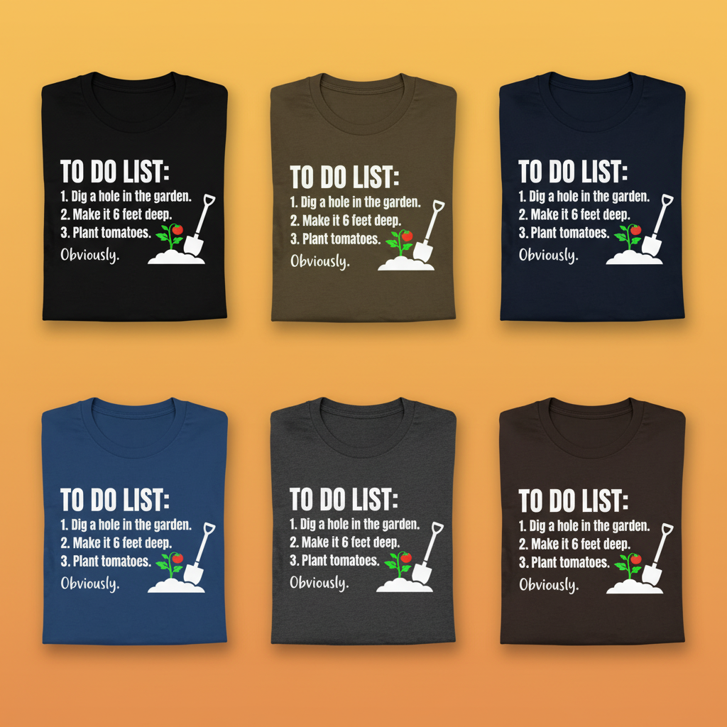 Funny Garden To‑Do List T-Shirt_6color_grid