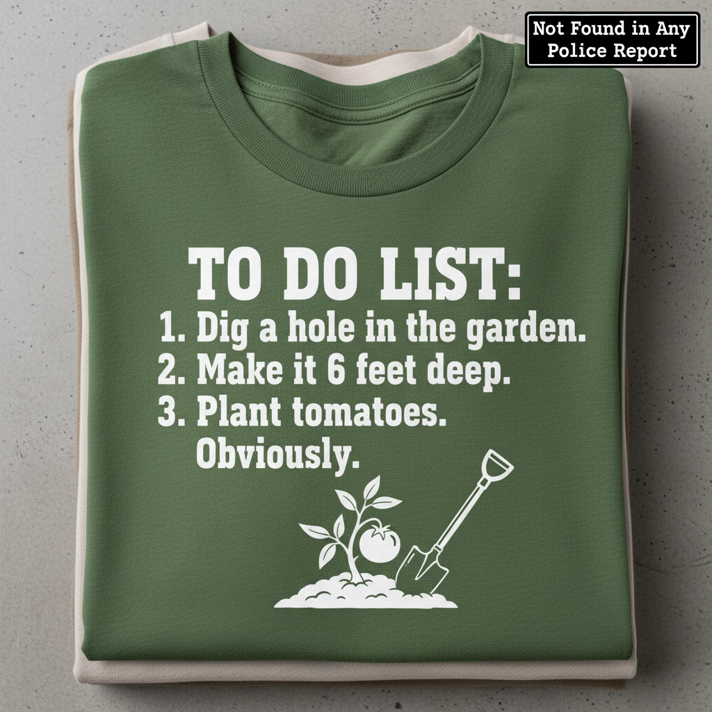 Funny Garden To‑Do List T-Shirt_stacked_flatlay