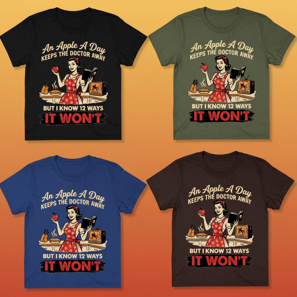 Apple A Day Killer Retro T-Shirt_6color_grid