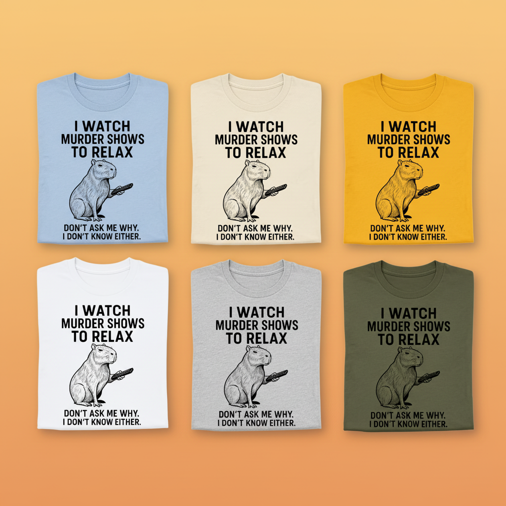 Murder Shows & Chill Capybara T-Shirt_6color_grid
