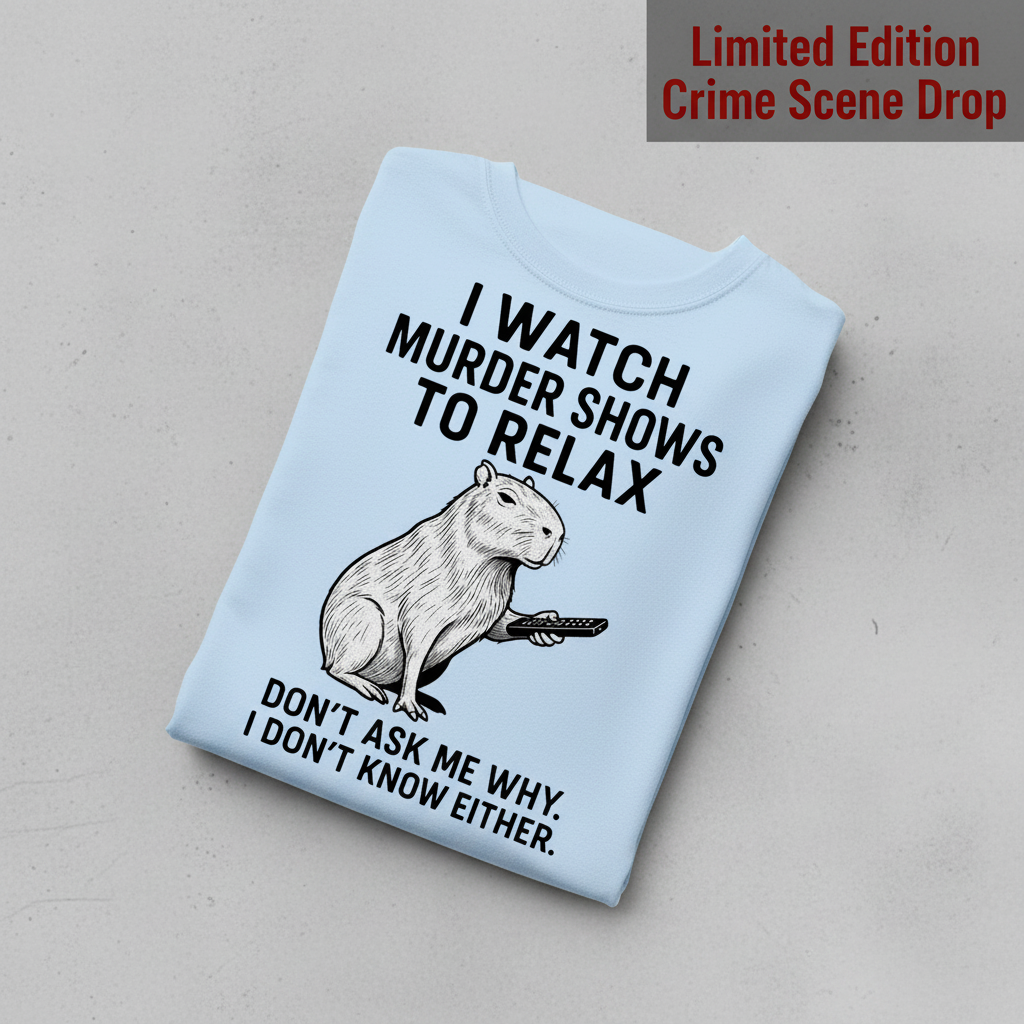 Murder Shows & Chill Capybara T-Shirt_fold_tilt
