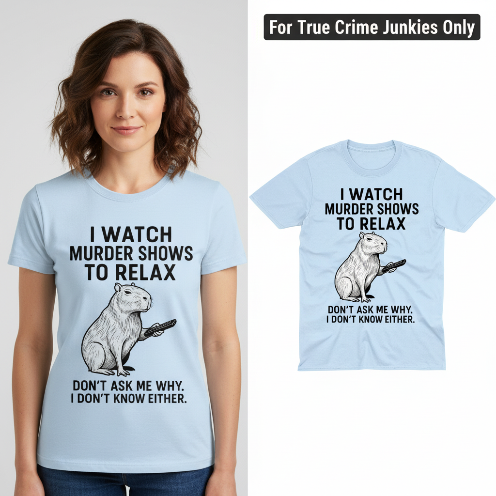 Murder Shows & Chill Capybara T-Shirt_model_flat