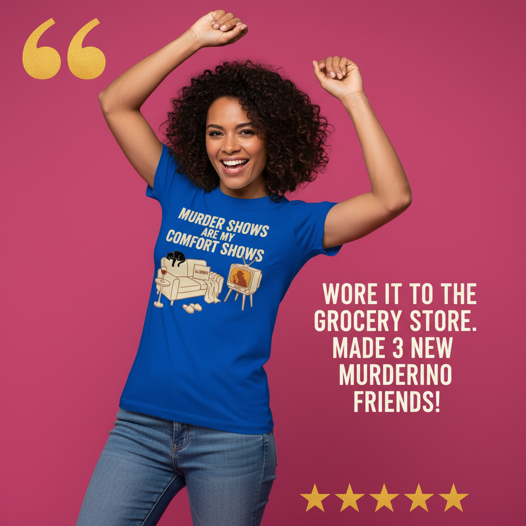 Murder Shows Comfort Show T-Shirt_model_testimonial