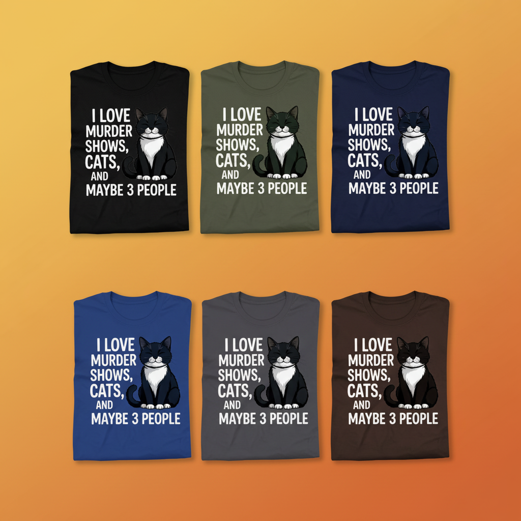 Murder Shows & Cat Attitude T-Shirt_6color_grid