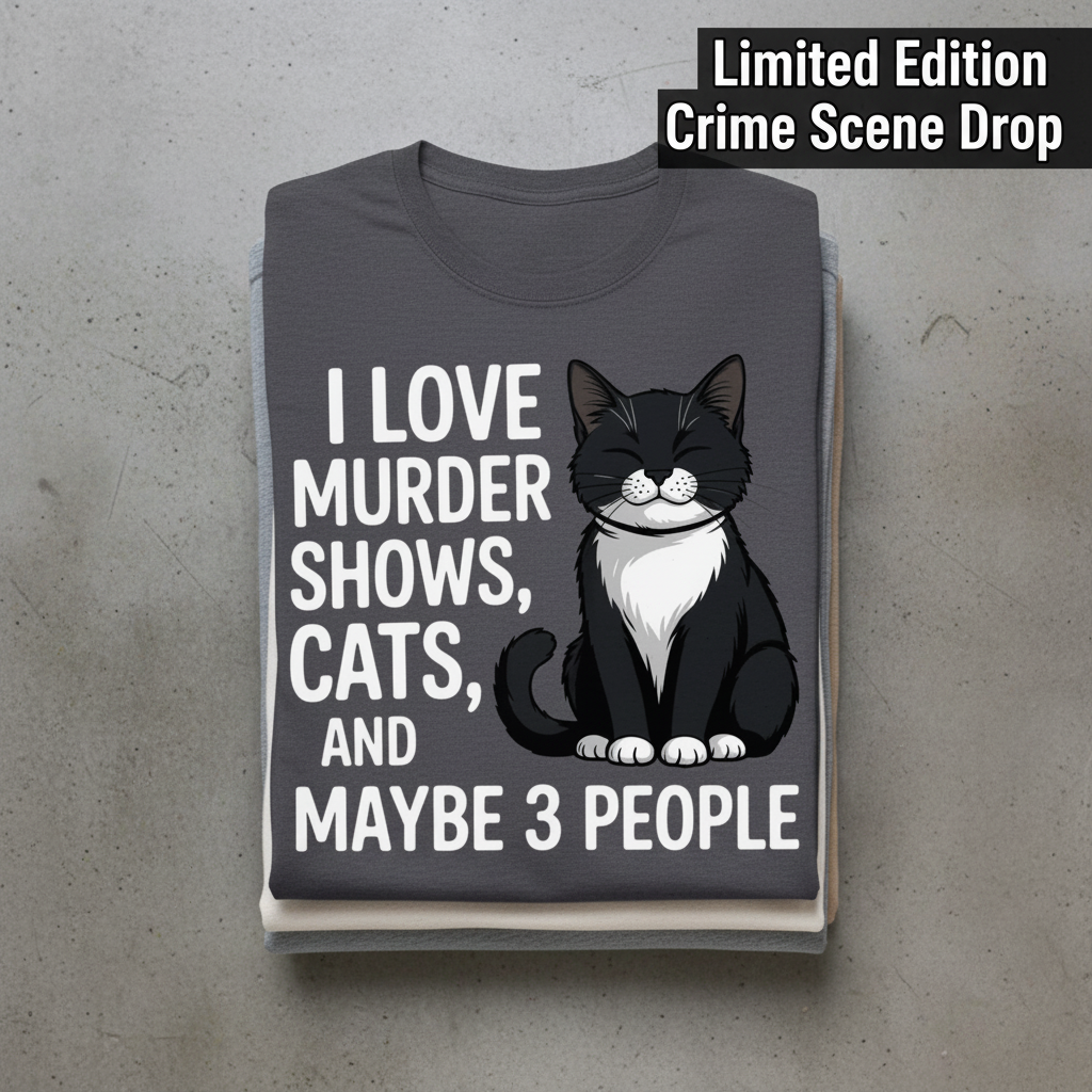 Murder Shows & Cat Attitude T-Shirt_stacked_flatlay