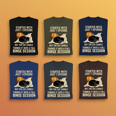 Cat Cuddle Binge Session T-Shirt_6color_grid