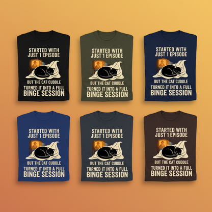 Cat Cuddle Binge Session T-Shirt_6color_grid