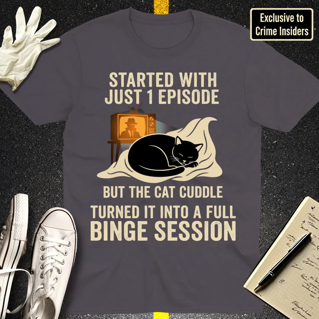 Cat Cuddle Binge Session T-Shirt_stacked_flatlay