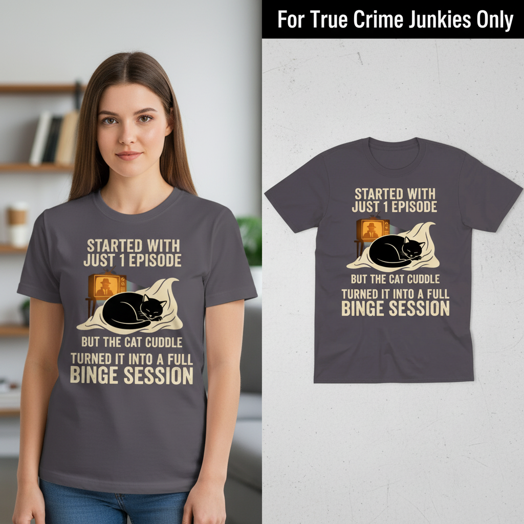 Cat Cuddle Binge Session T-Shirt_model_flat